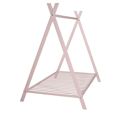 CITYLIGHT House Twin Bed for Kids, Metal Tent Bed with Slat, Toddler Twin House Bed, Montessori Floor Beds for Kids Boys Girls Teens(Twin, Pink)