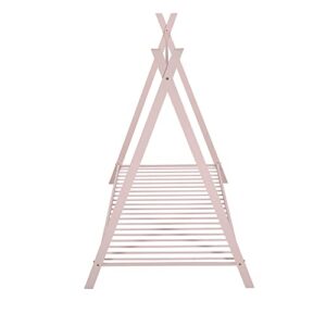 CITYLIGHT House Twin Bed for Kids, Metal Tent Bed with Slat, Toddler Twin House Bed, Montessori Floor Beds for Kids Boys Girls Teens(Twin, Pink)