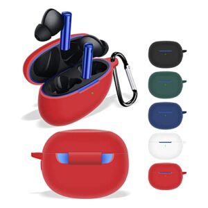 2 Pack DAYJOY Soft Silicone Protective Case Cover Compatible with Realme Buds Air 3 Earbuds, Protective Skin Sleeve with Key Chain (Black+Blue)