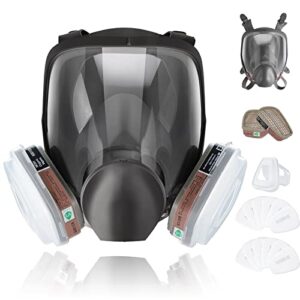 lzllhx full face respirator mask set- gas cover organic vapor mask and anti-fog,dust-proof face cover,protection for for painting, chemistry, woodworking ，machine polishing, welding, paint spary