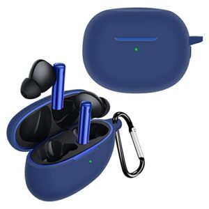 2 Pack DAYJOY Soft Silicone Protective Case Cover Compatible with Realme Buds Air 3 Earbuds, Protective Skin Sleeve with Key Chain (Black+Blue)