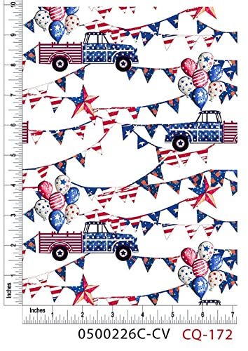 Texco Inc 100% Combed Quilting Prints Craft Cotton Apparel Home/DIY Fabric, Red White Blue Navy #172 1 Yard