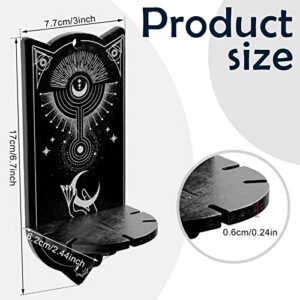 Yulejo Small Crystal Shelf Black Crystal Display Shelf Moon Pattern Pendulum Board Witch Stuff Wooden Kit Crystal Hanging Rustic Crystal Holder Stand for Crystal Display Pendulum Storage Rack