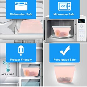 Silicone Reusable Food Storage Bags | 5 Pack Storage Containers Leakproof | Lunch, Sandwich, Vegetables | Freezer, Oven, Microwave Safe