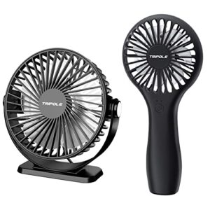 TriPole USB Powered Desk Fan and Lollipop Handheld Fan Bundle 3 Speeds Small Desk Fan 2 Speeds 5000mAh Battery Operated Portable Fan