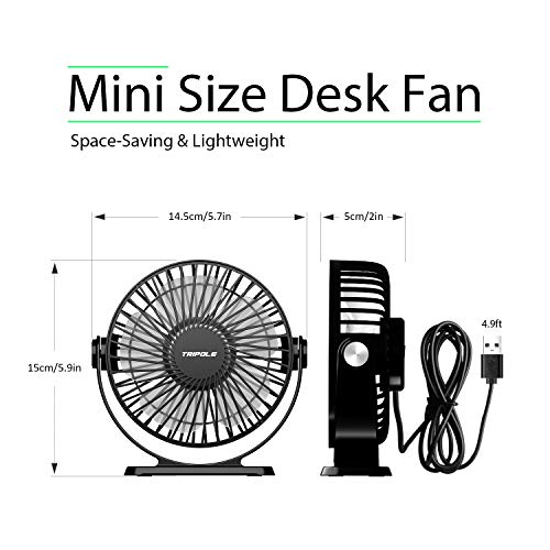 TriPole USB Powered Desk Fan and Lollipop Handheld Fan Bundle 3 Speeds Small Desk Fan 2 Speeds 5000mAh Battery Operated Portable Fan