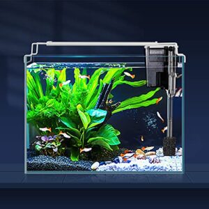 laqual aquarium starter kit (3 gal), rimless glass low iron fish tank, ultra clear fish tank with filter and light, small beta fish tank & filter with surface skimmer & 3-mode led light