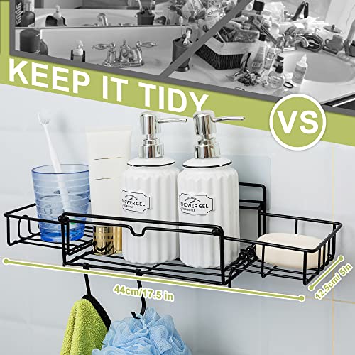 ETECHMART Shower Caddy Organizer, Expandable and Adhesive Bathroom Shower Shelf, SUS304 Rustproof Storage No Drilling Wall Shower Rack,2 Pack/Black