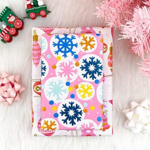 MAYPLUSS Christmas Wrapping Paper Roll - Mini Roll - 17 inch X 120 inch Per roll - 3 Different Pink Design (42.3 sq.ft.ttl)