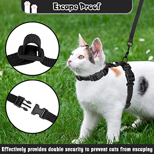 VKPETFR Cat Harness and Leash Set with Airtag Holder, Cats Escape Proof, Adjustable Kitten Harness for Small Large Cats, Lightweight Soft Walking Travel Harness(Black)