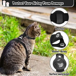 VKPETFR Cat Harness and Leash Set with Airtag Holder, Cats Escape Proof, Adjustable Kitten Harness for Small Large Cats, Lightweight Soft Walking Travel Harness(Black)