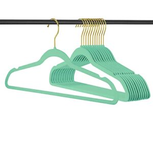 ManGotree Velvet Hangers, Coat&Suite Hangers, No-Slip Hangers, Ultra-Slim Space Saving Hangers, Sturdy&Durable Clothes Hangers, 360 Swivel Golden-Plated Hook, 36 Pack (Teal)