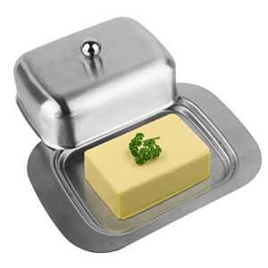venusdali butter dish, stainless steel butter dish with lid,solid cheese butter container,butter cheese storage box,durable butter tray,butter dishes with lid (7.3*4.9*2.2in)