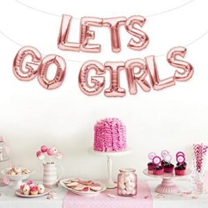 PartyForever LETS GO GIRLS Balloons Banner Rose Gold Bachelorette Party Decorations Sign