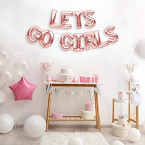 PartyForever LETS GO GIRLS Balloons Banner Rose Gold Bachelorette Party Decorations Sign