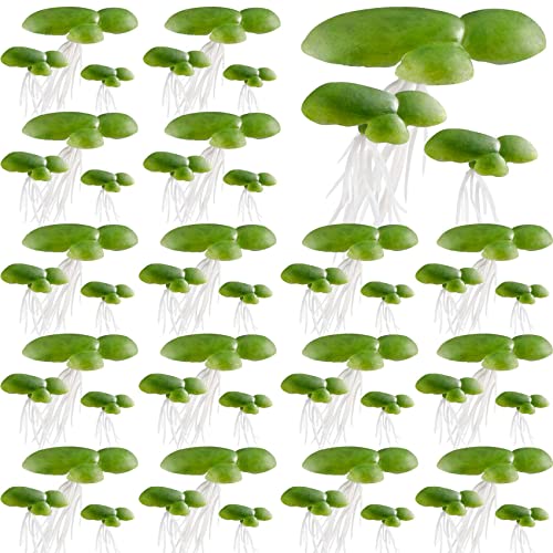 PAGOW 54pcs Floating Aquarium Plants, Plastic Fake Duckweed, Artificial Floating Plant for Aquarium(1.57x1.73inch / 40x44mm, 0.86x0.86inch/22mmx22mm, 0.59x0.59inch/15x15mm)