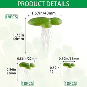 PAGOW 54pcs Floating Aquarium Plants, Plastic Fake Duckweed, Artificial Floating Plant for Aquarium(1.57x1.73inch / 40x44mm, 0.86x0.86inch/22mmx22mm, 0.59x0.59inch/15x15mm)