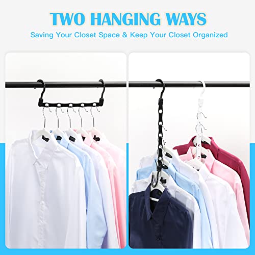 16 Pack Sturdy Hanger Organizer, Plastic Space Saving Hanger, Smart Magic Clothes Hanger, for Dorm Closet Storage Apartment College Bedroom Essentials, Black Gray White [ Upgraded Quality ]