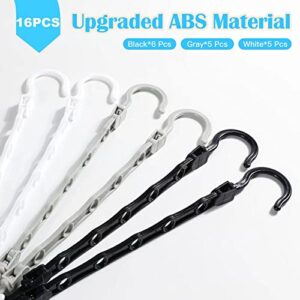 16 Pack Sturdy Hanger Organizer, Plastic Space Saving Hanger, Smart Magic Clothes Hanger, for Dorm Closet Storage Apartment College Bedroom Essentials, Black Gray White [ Upgraded Quality ]