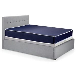 treaton, 9-inch medium tight top nylon vinyl hybrid mattress and 4" split wood box spring, twin, blue.