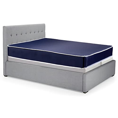 Treaton, 9-Inch Medium Tight Top Nylon Vinyl Hybrid Mattress and 4" Split Wood Box Spring, Twin, Blue.