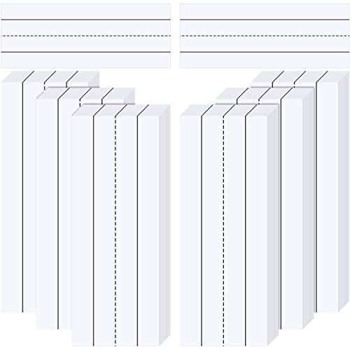 300 Sheets Sentence Strips Rainbow Ruled Word Strips Adhesive Learning Sentence Strips for School Office Rewards Supplies, 3 x 8 Inch, 6 Packs Totally (White)