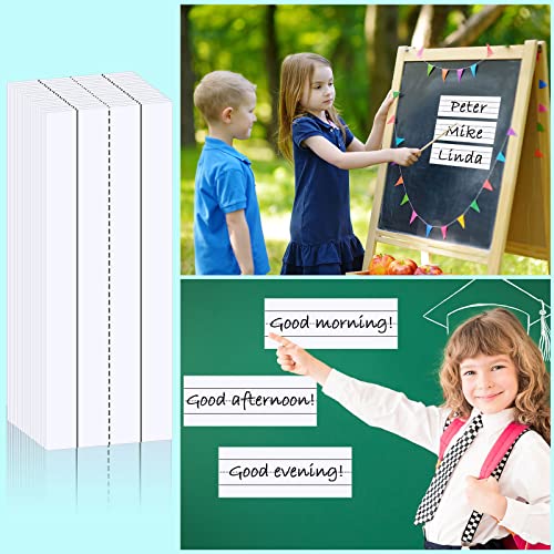 300 Sheets Sentence Strips Rainbow Ruled Word Strips Adhesive Learning Sentence Strips for School Office Rewards Supplies, 3 x 8 Inch, 6 Packs Totally (White)