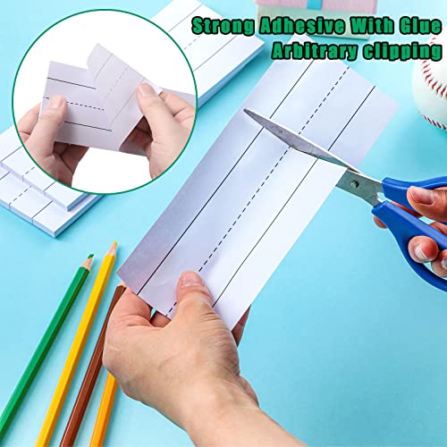 300 Sheets Sentence Strips Rainbow Ruled Word Strips Adhesive Learning Sentence Strips for School Office Rewards Supplies, 3 x 8 Inch, 6 Packs Totally (White)