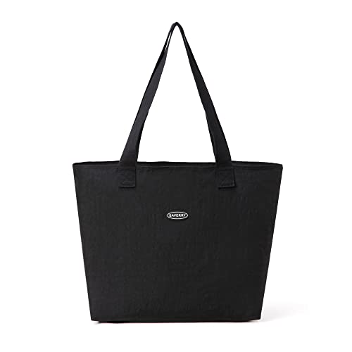 SAVERRY Foldable Zipper Closure Large Tote Bag Nylon Water Resistant Shopping Travel Gym Toy Bag Sandproof Beach Bag