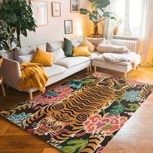 bohemian tibetan tiger and floral area rug hand woven vintage tiger area rug colorful moroccan rug,tiger rugs for color 4x6 ft