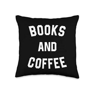 books and coffee cute reading and drinking coffee design throw pillow, 16x16, multicolor