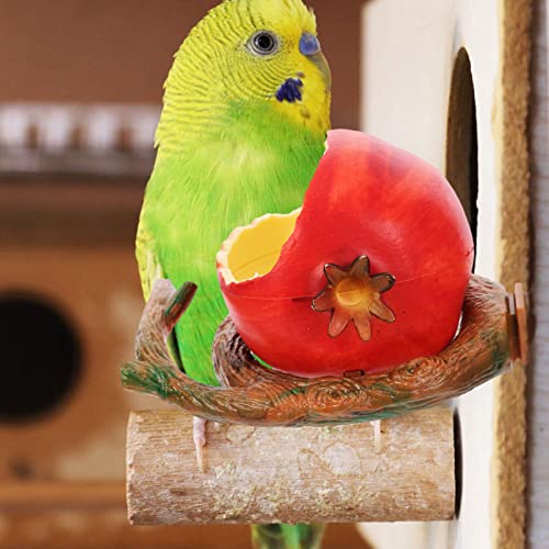 YARNOW Bird Feeder Bowl Parrot Food Cup Pomegranate Shape Melamine Feeding Coop Cups Clamp Water Cage Dish for Parakeet Conure Cockatiels Lovebird Budgie Dark Red