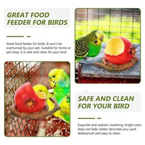 YARNOW Bird Feeder Bowl Parrot Food Cup Pomegranate Shape Melamine Feeding Coop Cups Clamp Water Cage Dish for Parakeet Conure Cockatiels Lovebird Budgie Dark Red