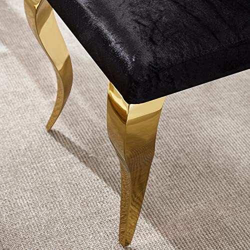 ACEDÉCOR Dining Chairs Set of 4, Black Velvet Upholstered Chair with Gold Metal Legs, Luxury Kitchen Dining Room Chairs