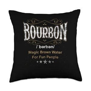 whiskey bourbon scotch liquor gifts definition magic brown water for fun people bourbon throw pillow, 18x18, multicolor