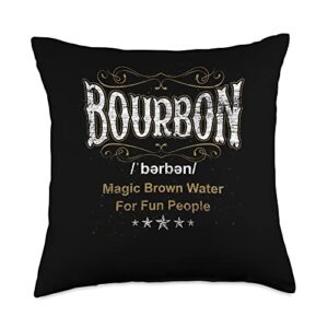 Whiskey Bourbon Scotch Liquor Gifts Definition Magic Brown Water for Fun People Bourbon Throw Pillow, 18x18, Multicolor