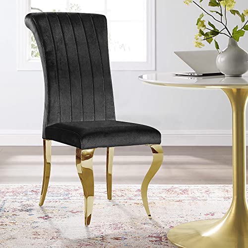 ACEDÉCOR Dining Chairs Set of 4, Black Velvet Upholstered Chair with Gold Metal Legs, Luxury Kitchen Dining Room Chairs