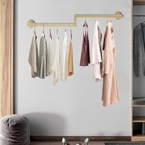 31.5“Boutiques Gold Clothing Rack Wall-Mounted Clothes Rack Hanging Bar Retail Display Garment Rack Wedding Dress Organizer Clothing Store Clothes Hanging System Metal Rod Towel Rack Vintage Pipe