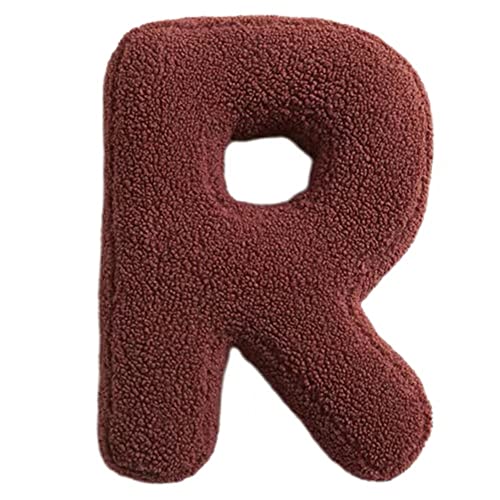 Naibyuki Plush Letter Throw Pillows Soft Decorative 3D English Alphabet Pillows Cushion for Couch Bed Car (R,12" W×15" L)