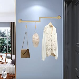 31.5“Boutiques Gold Clothing Rack Wall-Mounted Clothes Rack Hanging Bar Retail Display Garment Rack Wedding Dress Organizer Clothing Store Clothes Hanging System Metal Rod Towel Rack Vintage Pipe