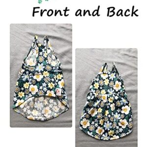 Hairless Cat Clothes - Breathable Summer Cotton Sundress with Sunflower Print Suspender Skirt Elegant Romantic Girly Vest Soft Princess Dress for Sphynx, Cornish Rex, Devon Rex, Peterbald (XS)