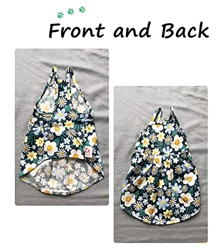 Hairless Cat Clothes - Breathable Summer Cotton Sundress with Sunflower Print Suspender Skirt Elegant Romantic Girly Vest Soft Princess Dress for Sphynx, Cornish Rex, Devon Rex, Peterbald (XS)