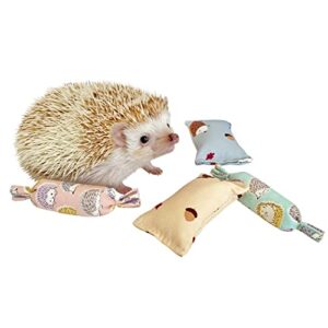 Ymid Select 4 Pcs Hedgehog Mini Pillows Small Animal Toys Habitat Decor Cage Accessories Hedgehog Supplies Photo Props Toy for Ferret ,Rabbit,Bird,Parrot,Mouse,Chinchilla, Rat,Gerbil,Dwarf Hamster