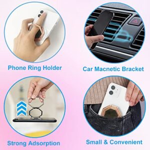 Cell Phone Ring Holder Finger Kickstand, Miivaarz 360° Rotation Cellphone Back Grip, Foldable Metal Ultra-Thin Phone Stand for iPhone iPad Smartphones (with Universal Magnetic Car Mount) (Rose Gold)