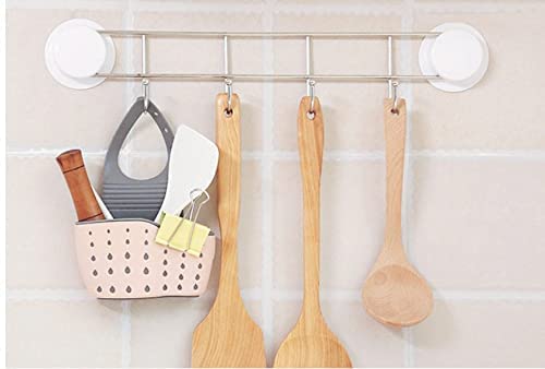 Kitchen Sink Shelf Soap Sponge Drain Rack Holder Double Decker Hanging Basket Storage Suction Cup Kitchen Organizer Sink Accessories Wash Dropshipping, 1Pcs (Pink)