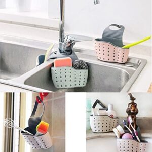 Kitchen Sink Shelf Soap Sponge Drain Rack Holder Double Decker Hanging Basket Storage Suction Cup Kitchen Organizer Sink Accessories Wash Dropshipping, 1Pcs (Pink)