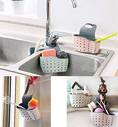 Kitchen Sink Shelf Soap Sponge Drain Rack Holder Double Decker Hanging Basket Storage Suction Cup Kitchen Organizer Sink Accessories Wash Dropshipping, 1Pcs (Pink)