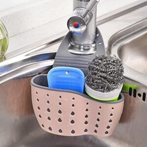 Kitchen Sink Shelf Soap Sponge Drain Rack Holder Double Decker Hanging Basket Storage Suction Cup Kitchen Organizer Sink Accessories Wash Dropshipping, 1Pcs (Pink)