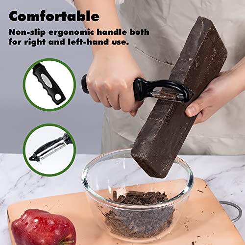 Rainspire Premium Swivel Vegetable Peeler, Kitchen Gadgets Apple Peeler Potato Peeler Veggie Peeler Fruit Peeler, Soft Grip Handle, Dishwasher Safe Kitchen Accessories, Flat, Black