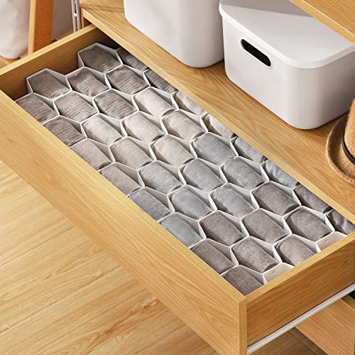 MORNITE Sock Drawer Organizer, Drawer Divider Organizer for Underwear Socks Ties Belts Assemble Honeycomb Separator Closet Cabinet DIY Desk Office 8pcs White